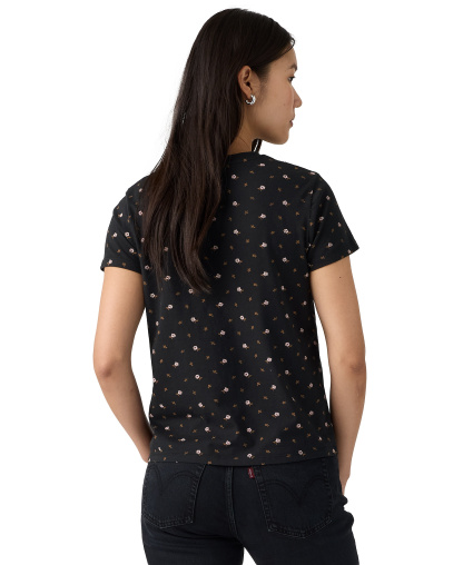 Levi's Women's The Perfect Crew Neck Cotton T-Shirt - Taru Floral V2 Anthracite Night