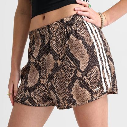Women's adidas Originals Snake Print Satin Shorts - Linen/Magic Beige - view 5