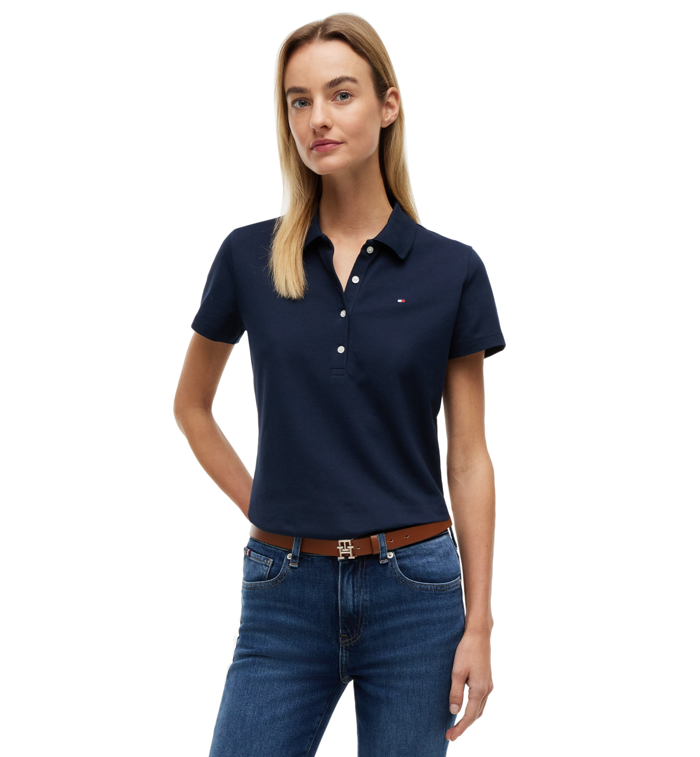 Tommy Hilfiger Women's Classic Pique Short-Sleeve Polo T-Shirt - Dark Night Navy