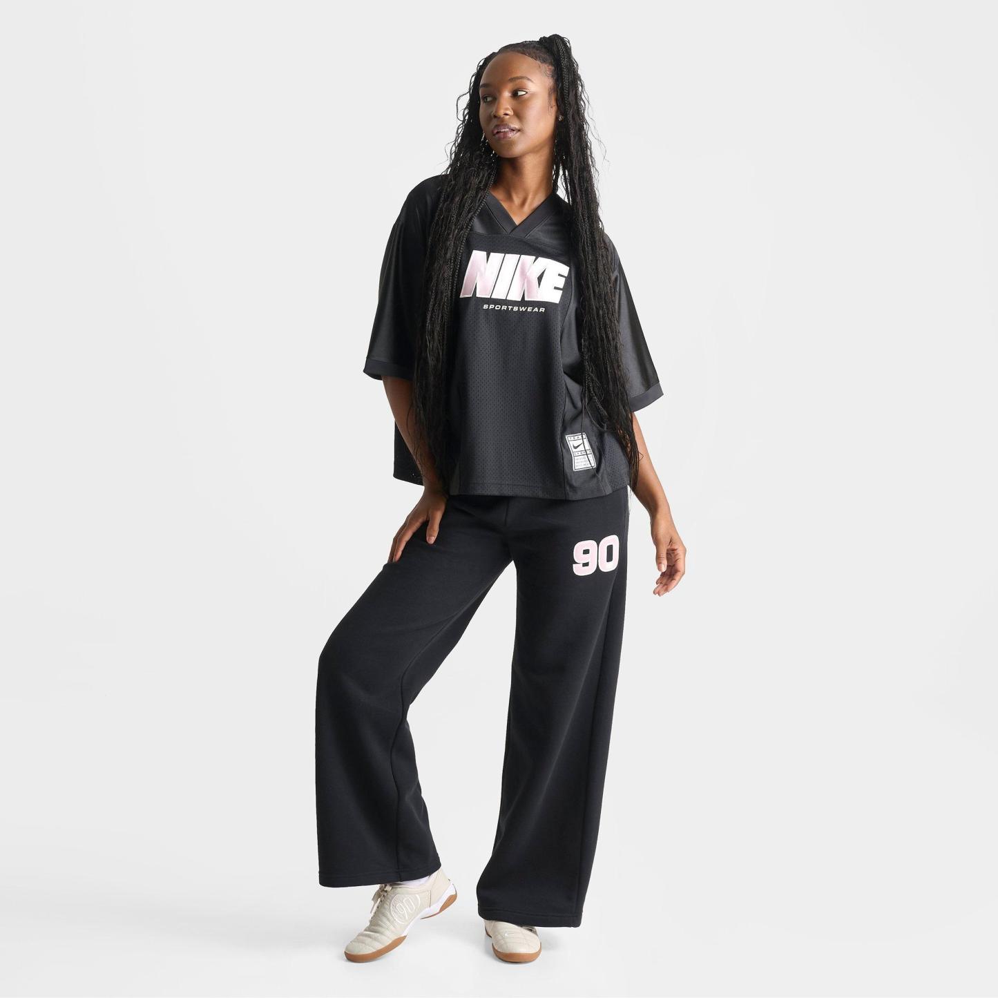 Women's Nithtke Sportswear Oversized Short-Sleeve Graphic Jersey - Black/Pink Foam