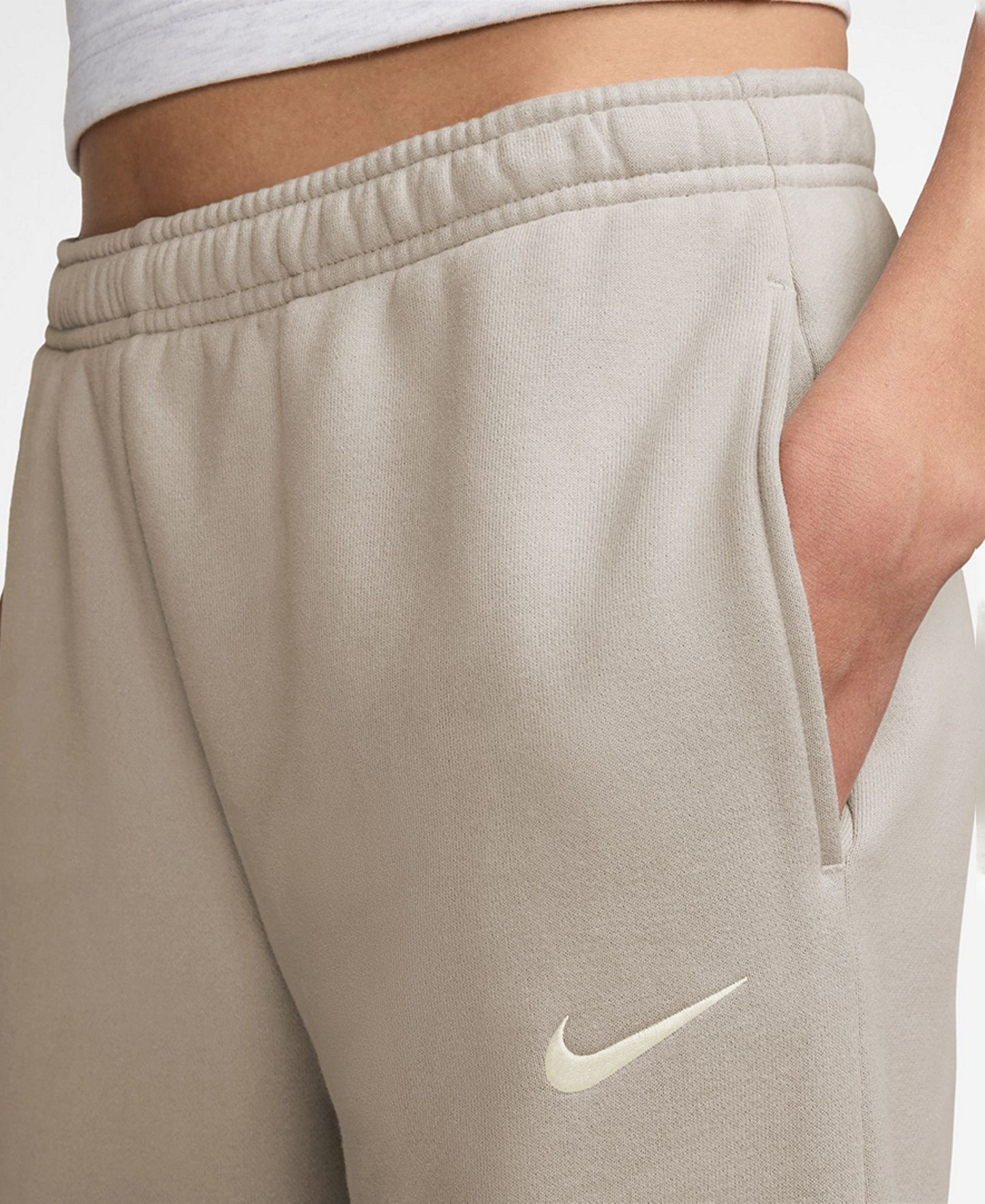 Nike Women's Studio Fleece Medium Weight Mid-Rise Wide-Leg Pants - Cream II/Sail