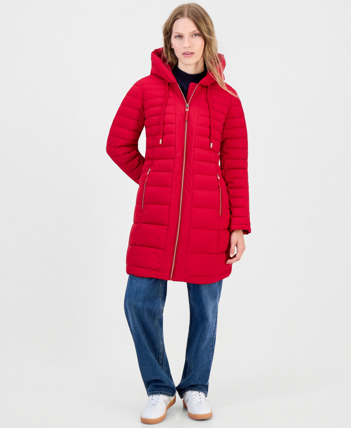 Tommy Hilfiger Women's Puffer Packable Hooded Coat - CRIMSON