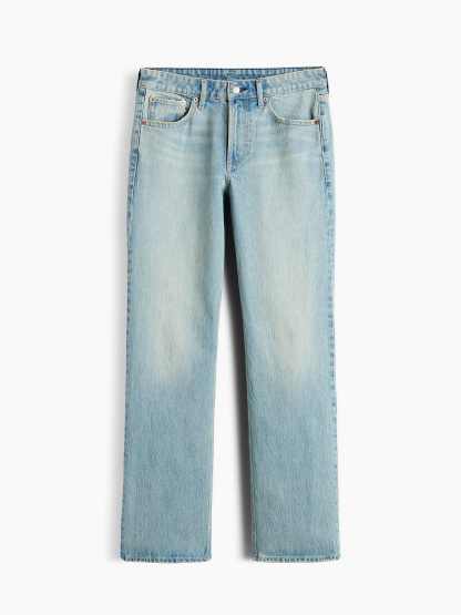 Curvy Mid Rise Relaxed Straight Jeans - Medium indigo