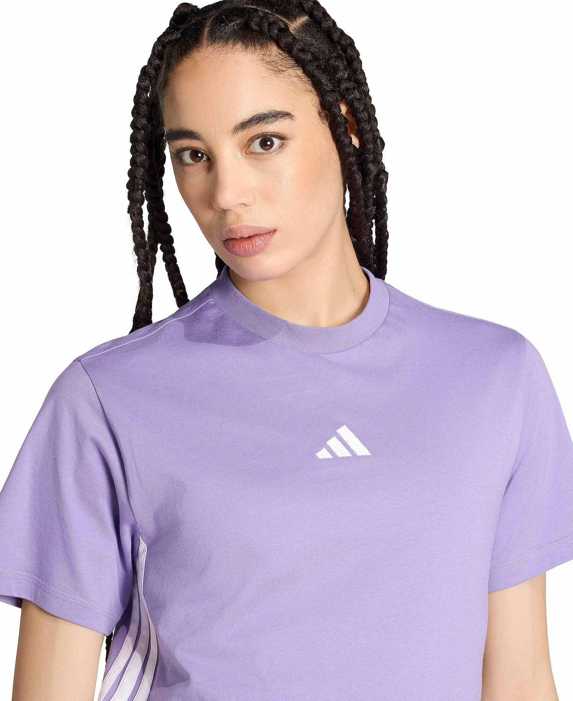adidas Women's Essentials 3-Stripes Cotton T-Shirt - Magic Lilac/white