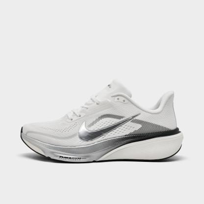 Women's Nithtke Pegasus 42 Running Shoes - Part 2 - Summit White/Metallic Silver - Left shoe facing left. Outside of the shoe.