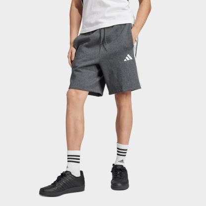 Men's adidas Essentials 3-Stripes Fleece Shorts - Medium Grey Heather/Black