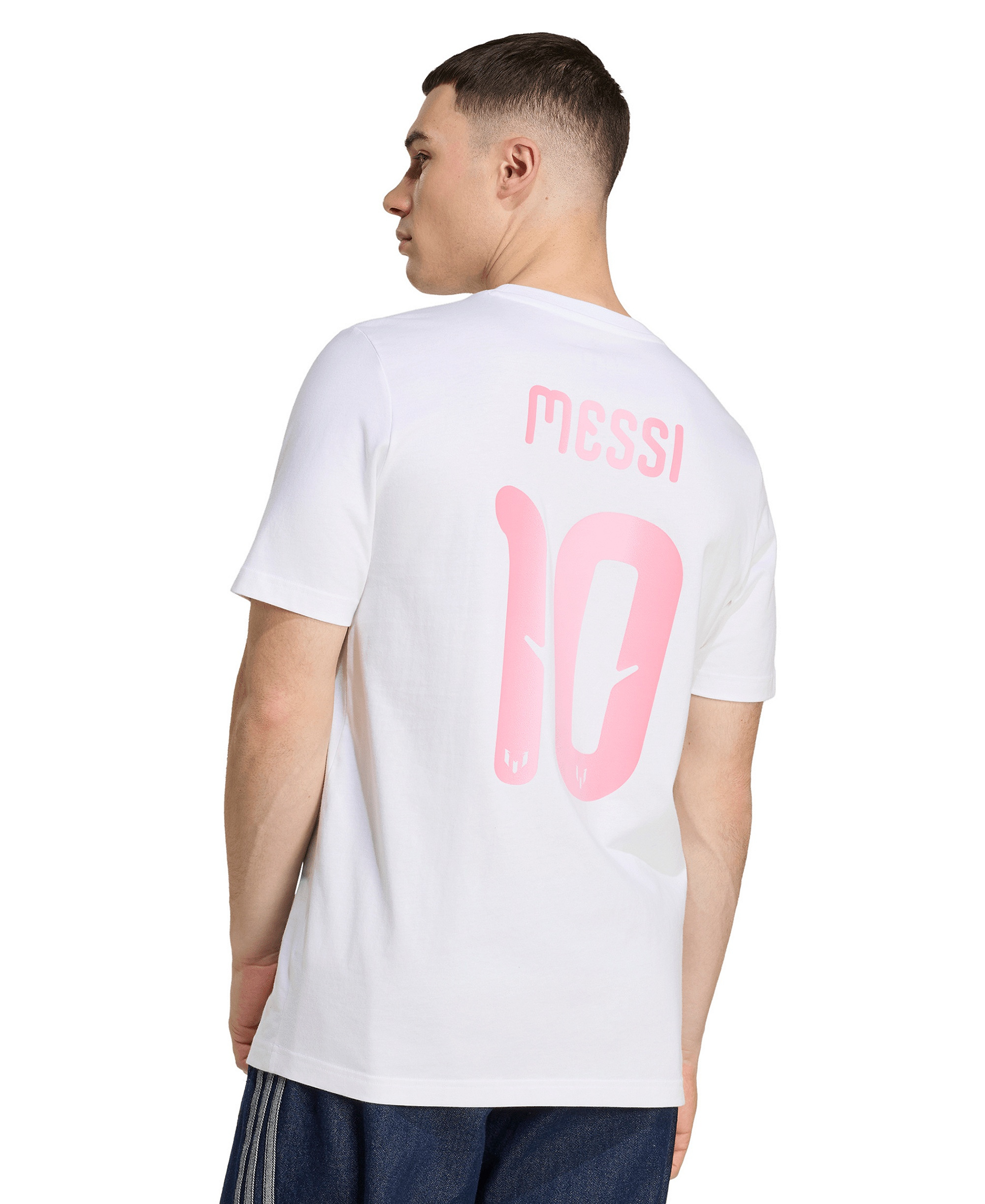 adidas Men's Messi Crewneck T-Shirt - White/Pink