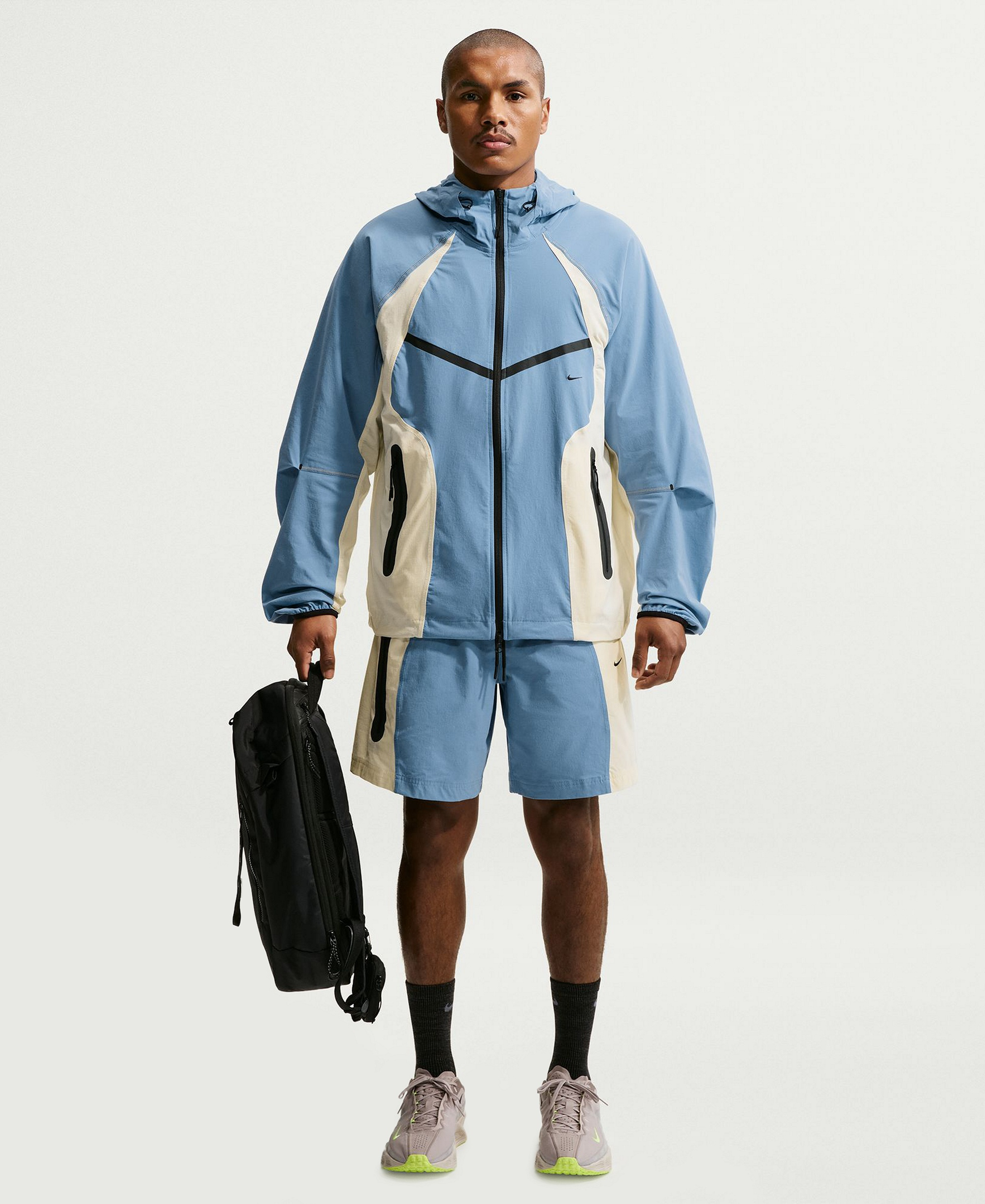 Nike Men's Tech Dri-FIT Full-Zip Windrunner Jacket - Work Blue/Coconut Milk/Black