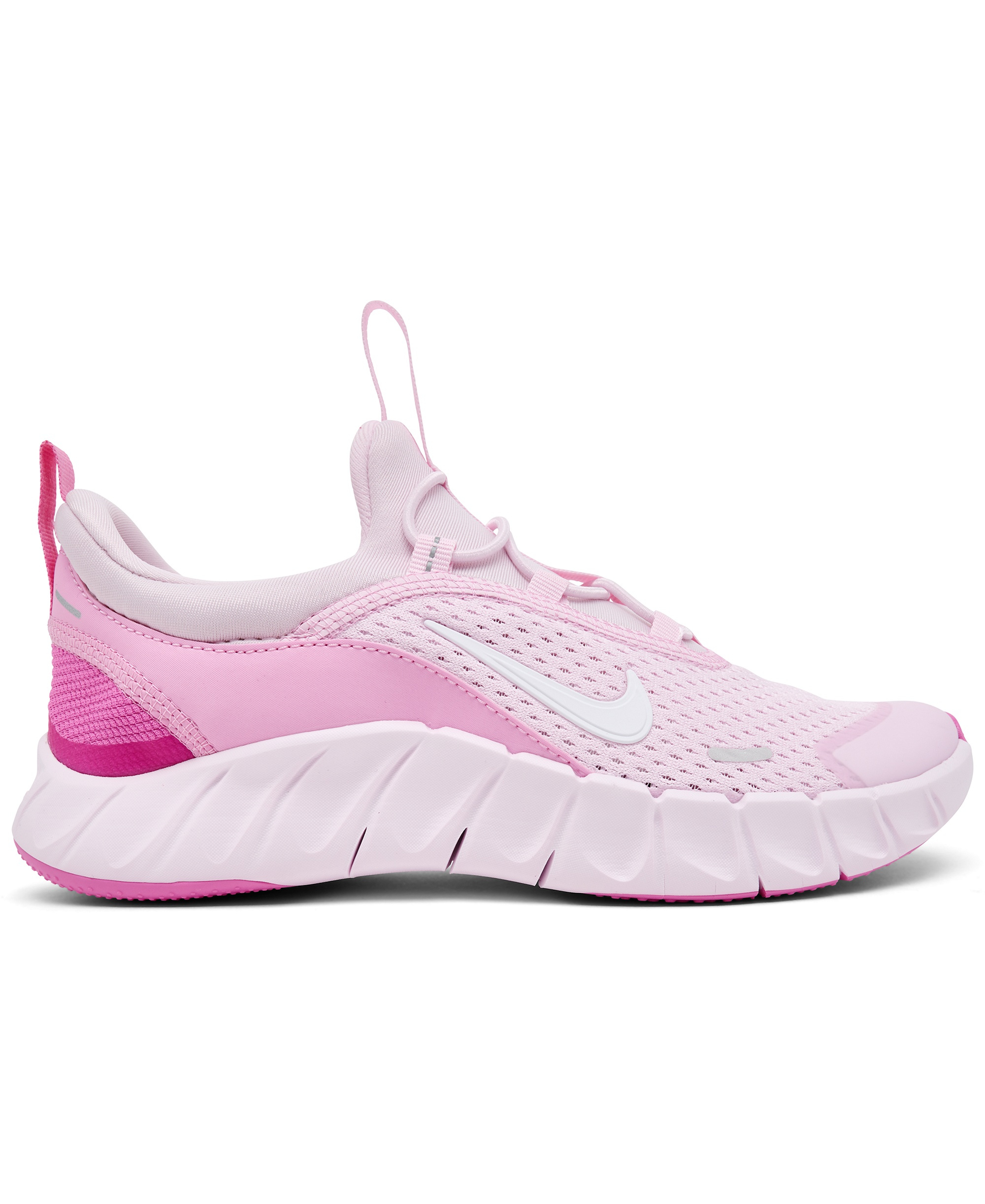 Nike Little Kids Free Ride Elastic Lace Running Sneakers from Finish Line - Pink rise,white