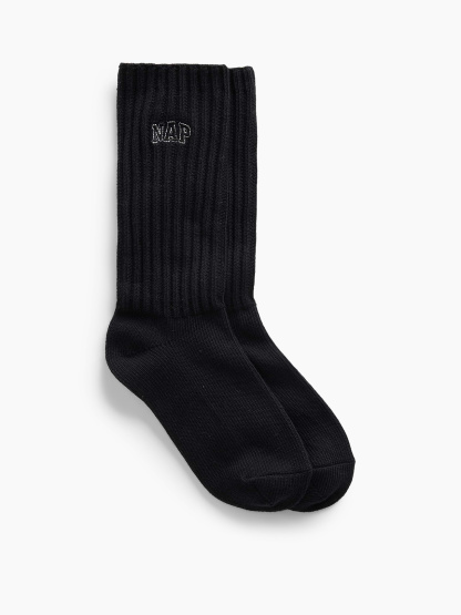 Nap Logo Slouchy Crew Socks - Black