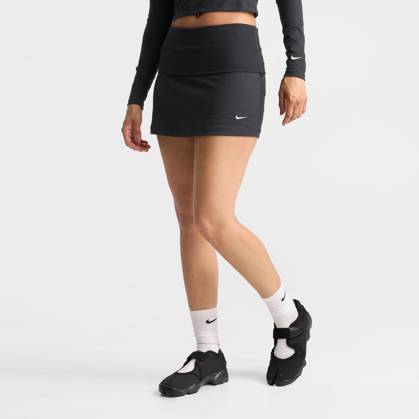 Women's Nithtke Sportswear Chill Knit Mid-Rise Tight Ribbed Skort - Black/Sail