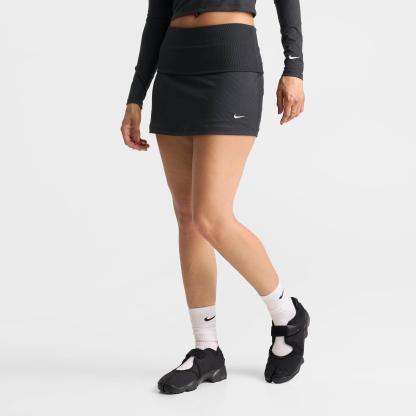 Women's Nithtke Sportswear Chill Knit Mid-Rise Tight Ribbed Skort - Black/Sail