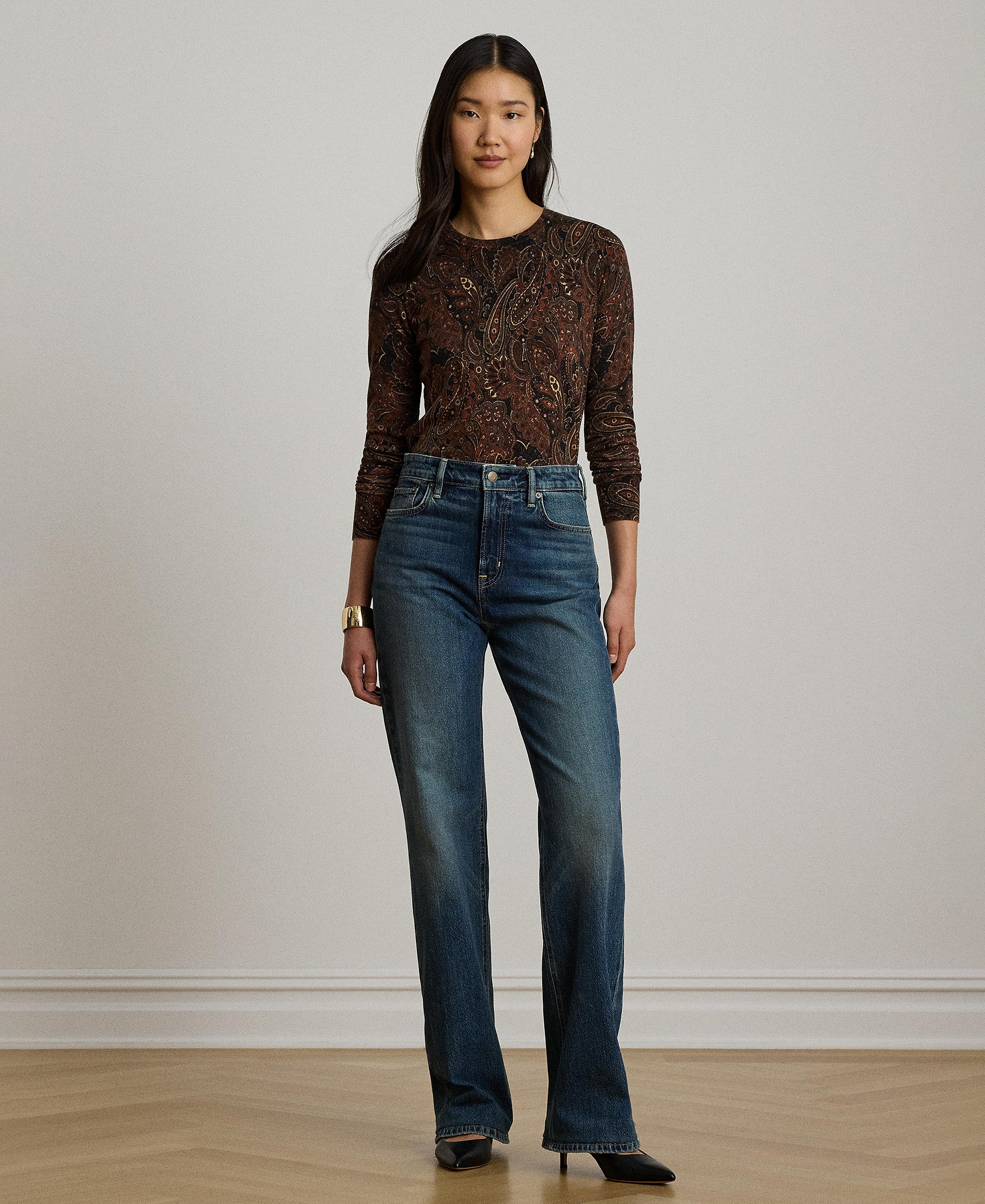 Lauren Ralph Lauren Women's Paisley Long-Sleeve Sweater - Black Multi