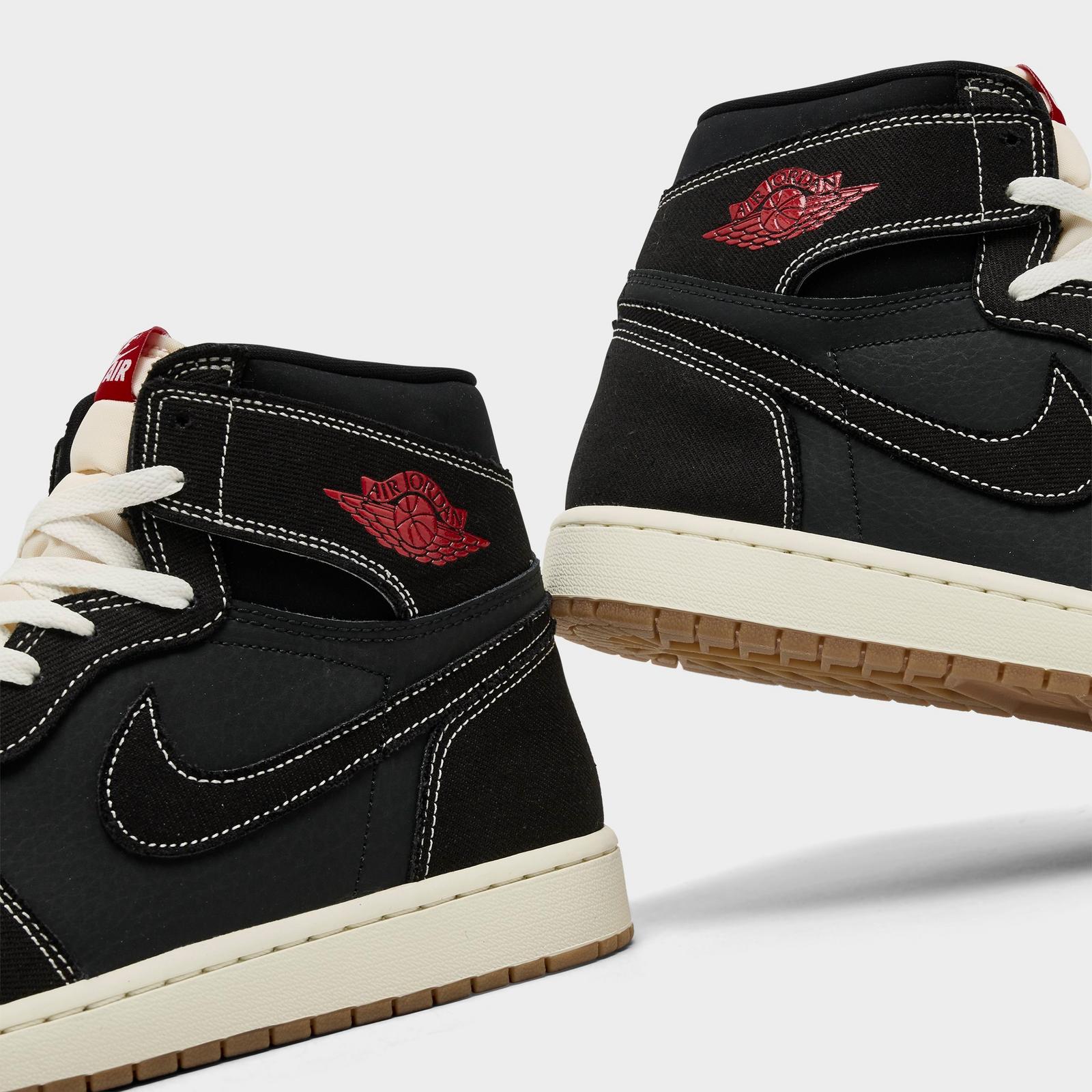 Men's Air Jordan Retro 1 High OG Casual Shoes - Black/Sail/Gum Medium Brown/University Red - view 3