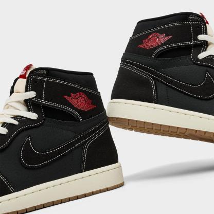 Men's Air Jordan Retro 1 High OG Casual Shoes - Black/Sail/Gum Medium Brown/University Red - view 3