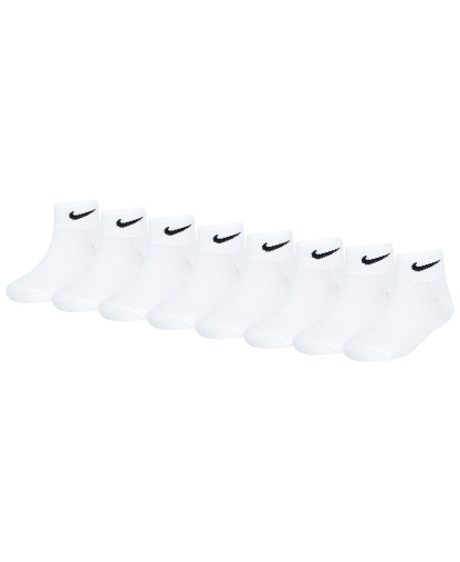 Nike Boys' and Girls' 5-7 Ankle Socks, 8-Pack - White