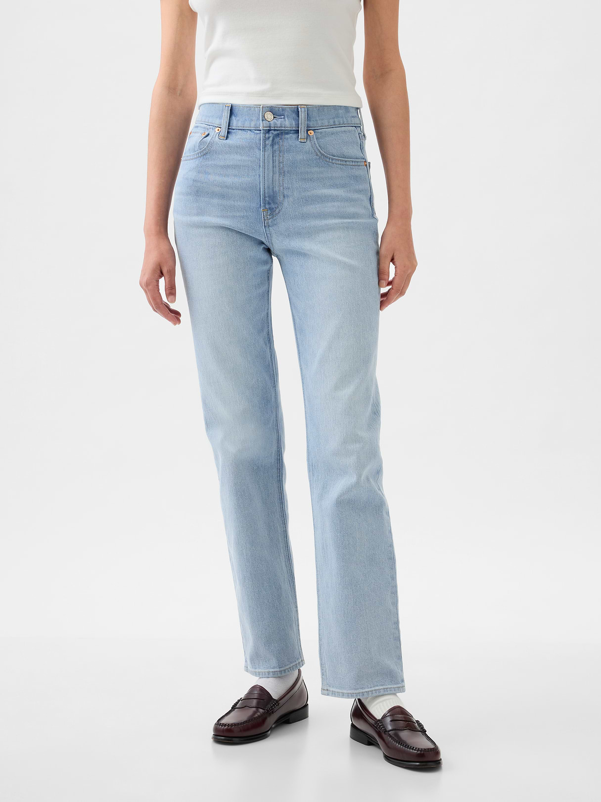 High Rise '90s Slim Straight Jeans - light indigo