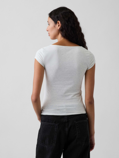 CloseKnit Jersey V-Neck T-Shirt - Pale heather grey