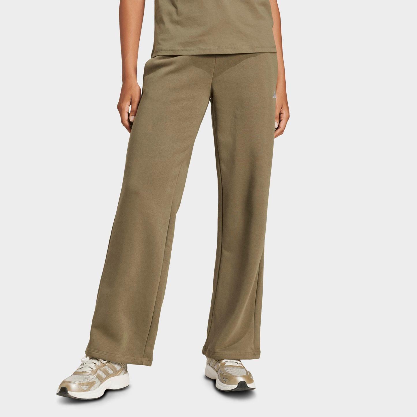 Women's adidas Sportswear Essentials Small Logo Feel Cozy Open-Hem Pants - Olive Strata/White
