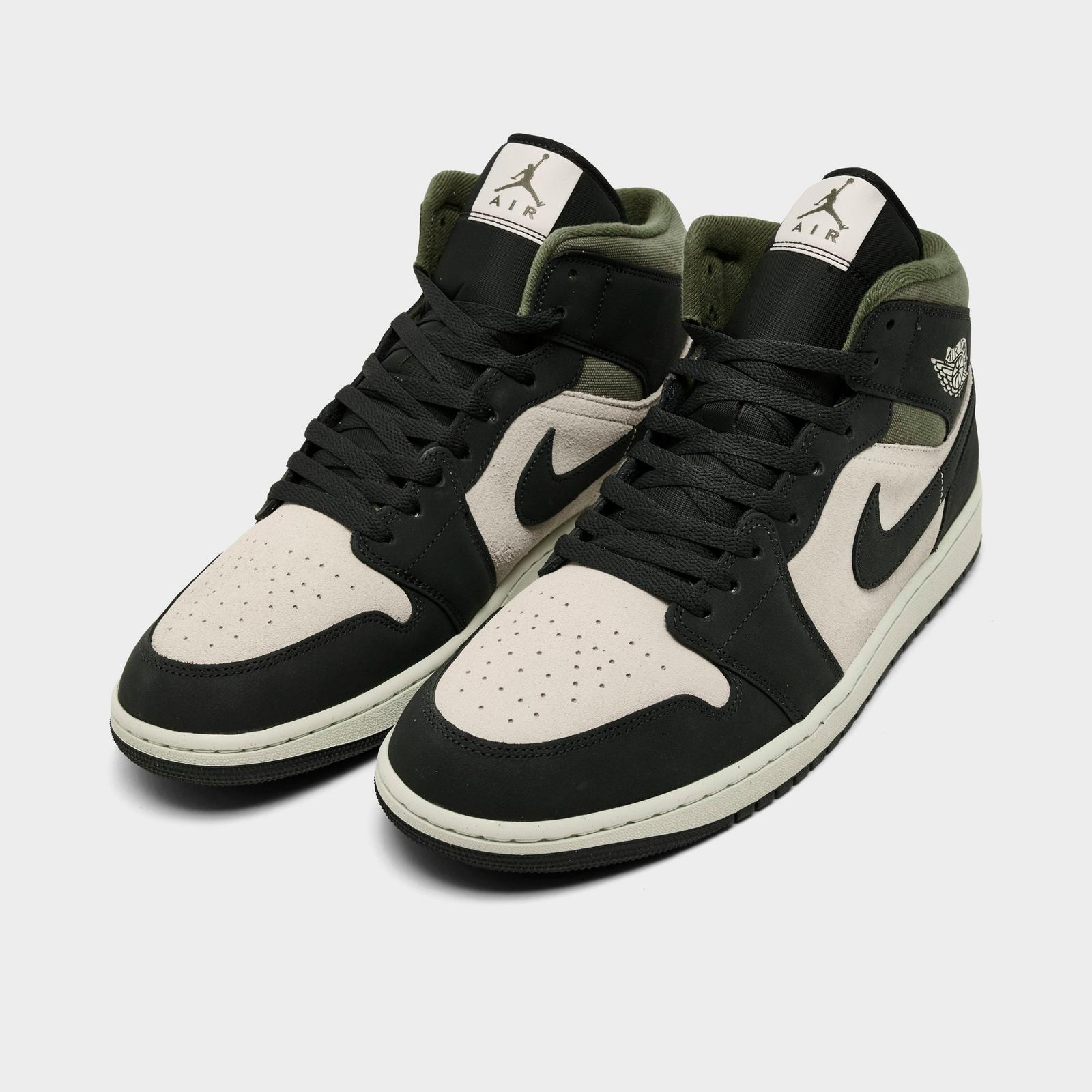 Men's Air Jordan Retro 1 Mid SE Casual Shoes - Light Orewood Brown/Medium Olive/Sail/Off Noir - view 2