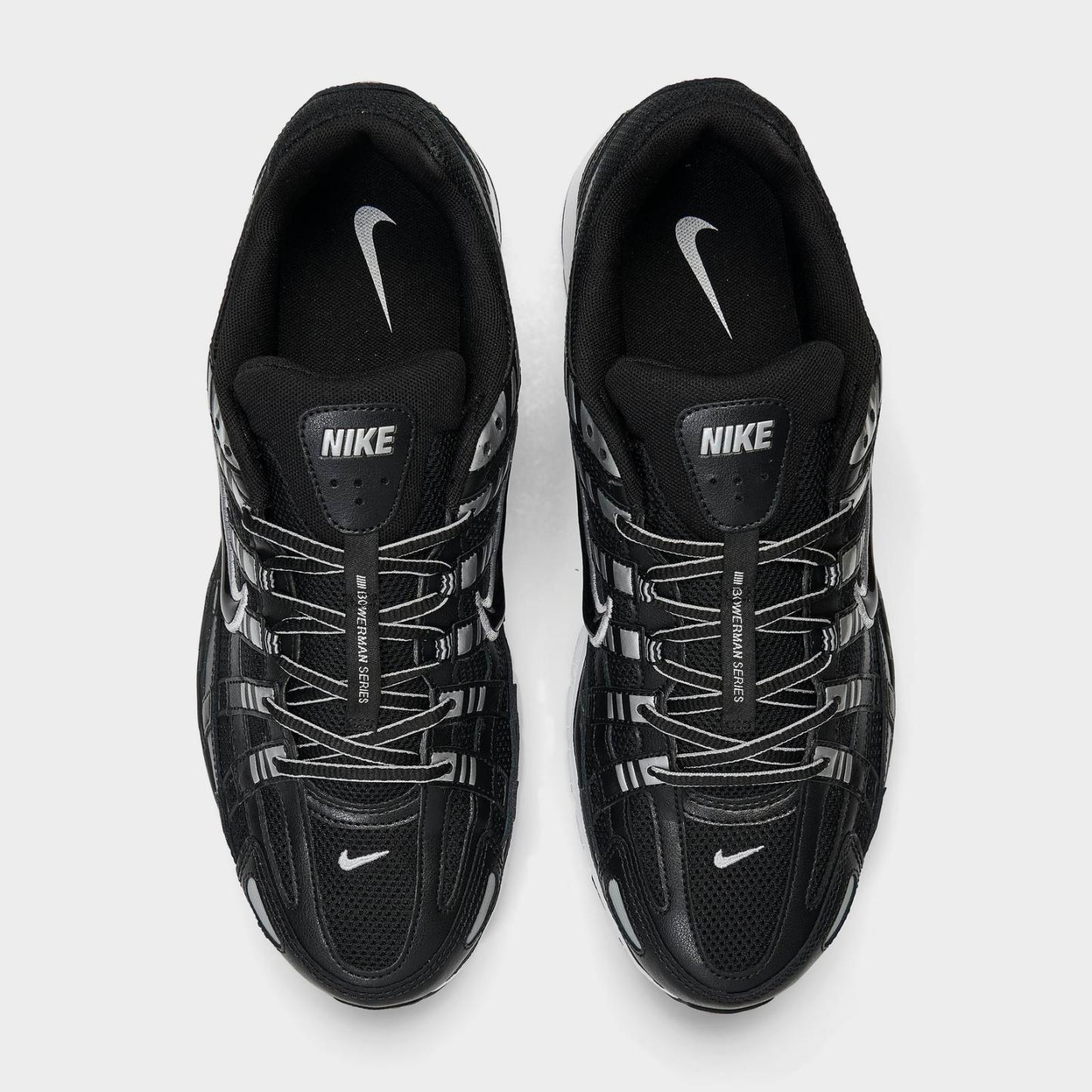 Men's Nike P-6000 Casual Shoes - Black/White/Metallic Silver/Black