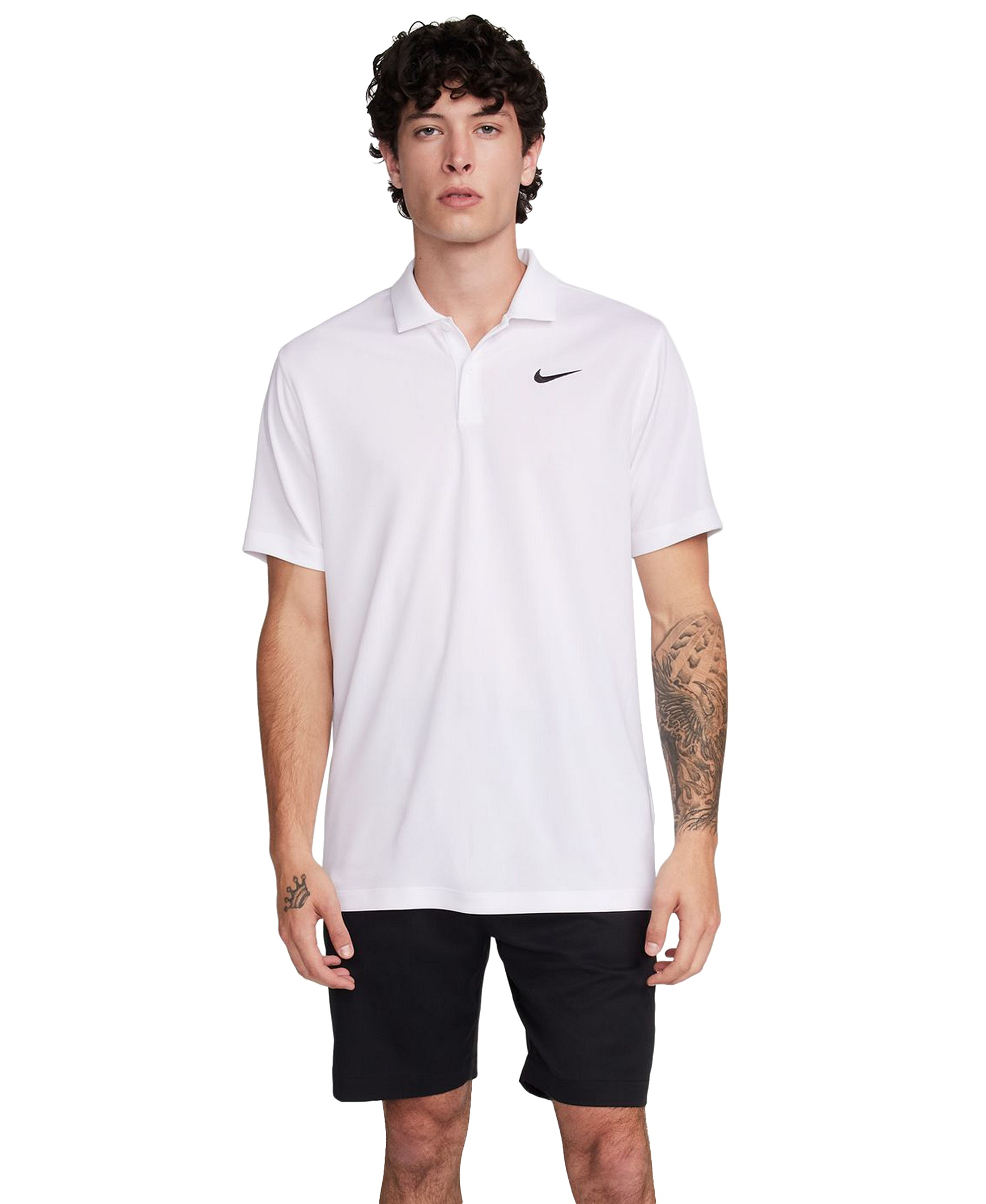 Nike Men's Relaxed-Fit Core Dri-FIT Short-Sleeve Golf Polo Shirt - White/Black