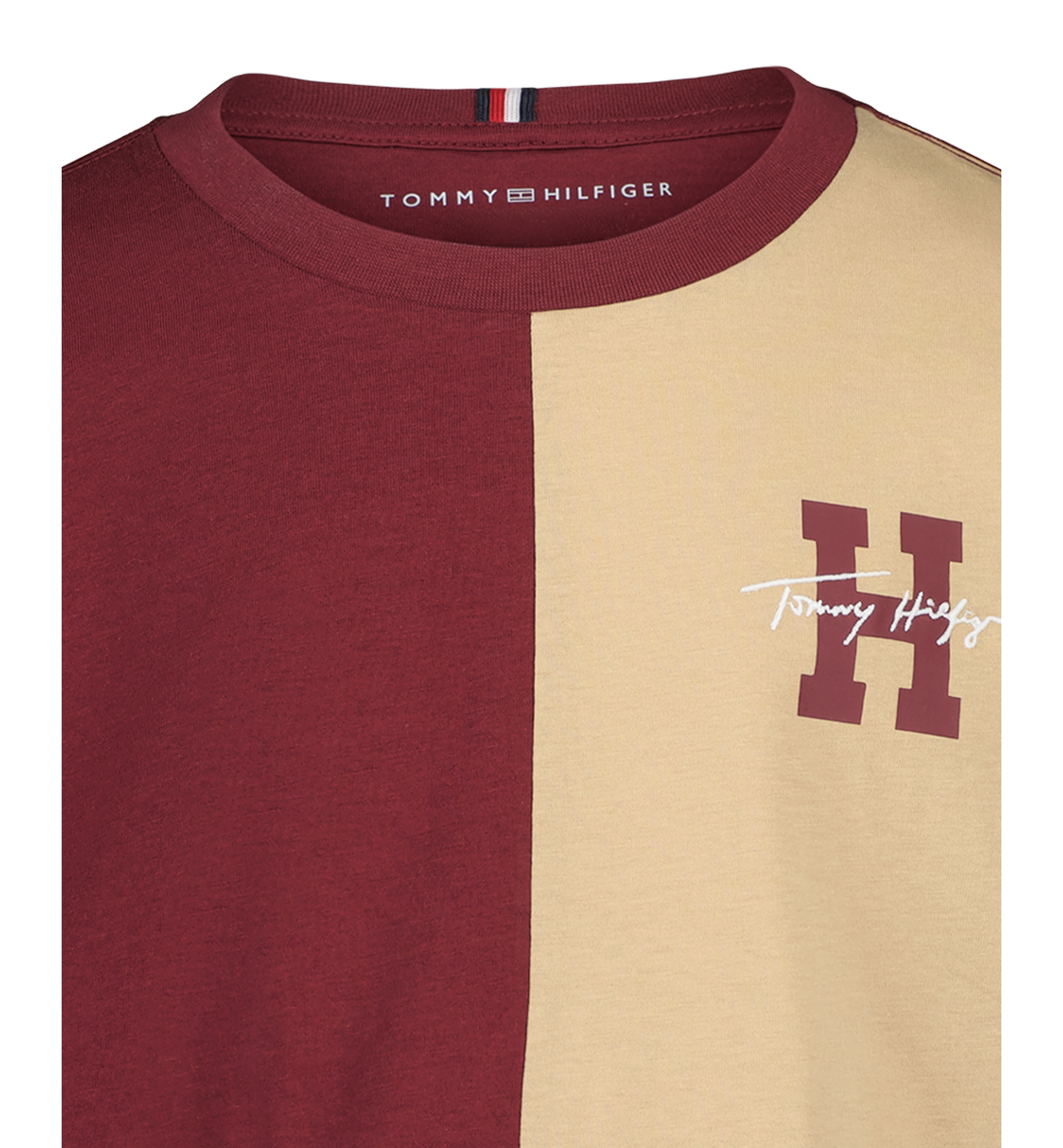 Tommy Hilfiger Boys' 8-20 Quad Pieced Long-Sleeve Graphic Colorblock T-Shirt - Zinfandel