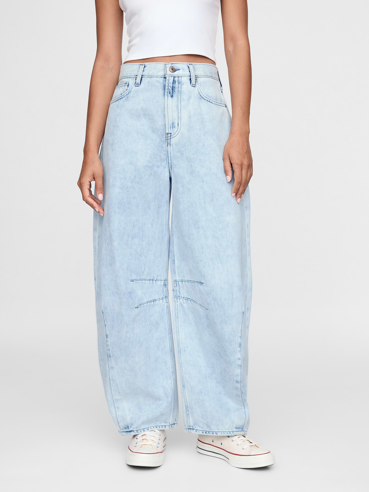 High Rise UltraSoft Crossover Horseshoe Jeans - Light indigo