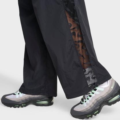 Women's Nithtke Sportswear Loose Mid-Rise Lace Track Pants - Black/Black/White