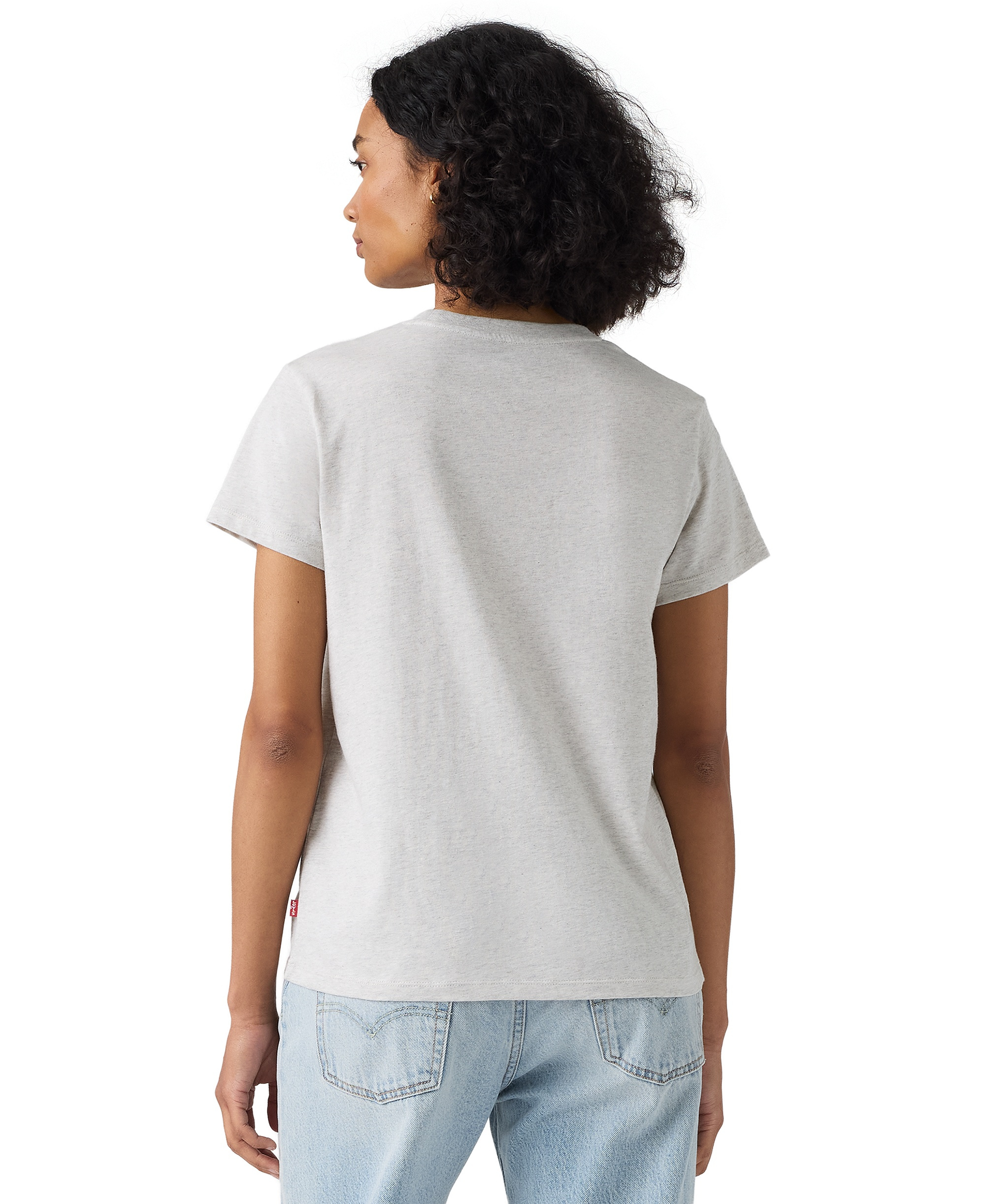 Levi's Women's Perfect Graphic Logo Cotton T-Shirt - Archival Grid Pt Orbit Heather Gray