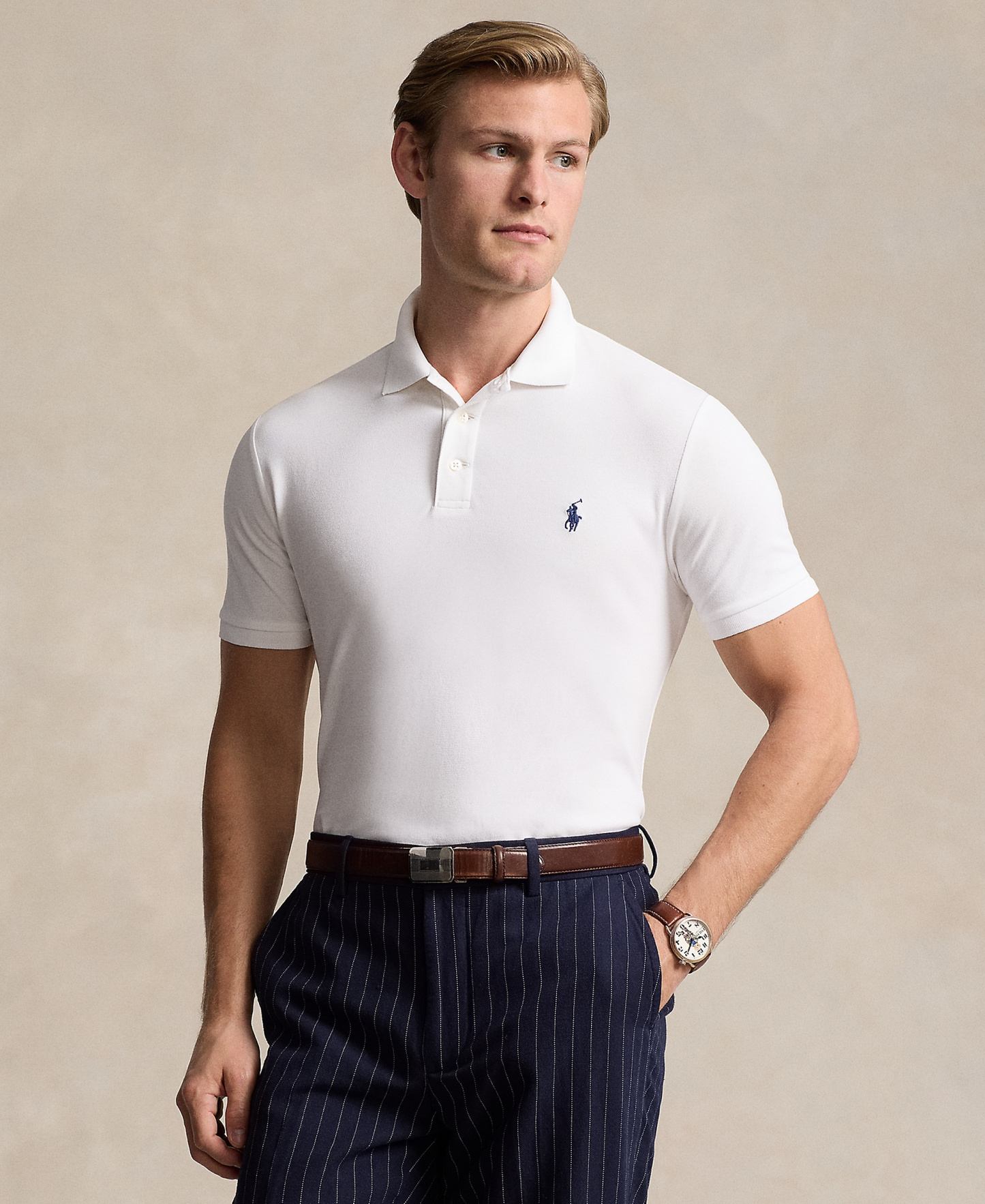 Polo Ralph Lauren Men's Classic-Fit Stretch Mesh Polo Shirt - White