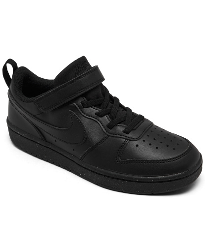 Nike Little Kids Court Borough Low Recraft Adjustable Strap Casual Sneakers From Finish Line - Black