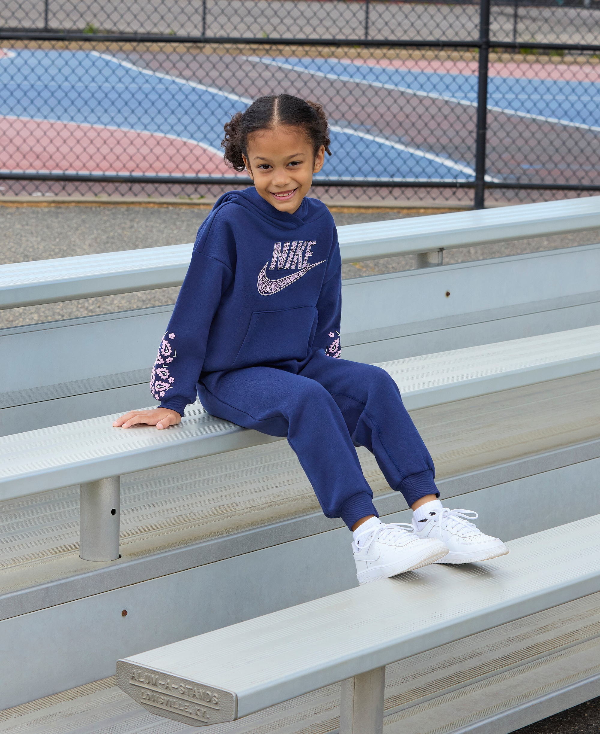 Nike Girls' 4-6X Retro Remix Long-Sleeve Hoodie and Joggers, 2-Piece Set - Midnight Navy