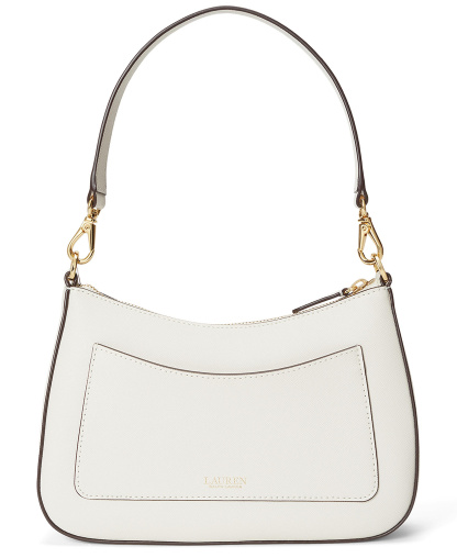 Lauren Ralph Lauren Crosshatch Leather Danni Small Shoulder Handbag - White