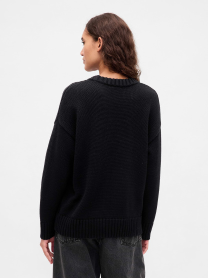 100% Cotton Oversized Sweater - Black