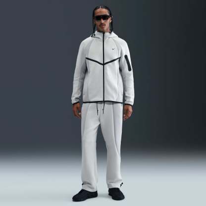 Nike Tech Men's Colour-Block Open-Hem Fleece Trousers - Light Silver/Light Smoke Grey/Black