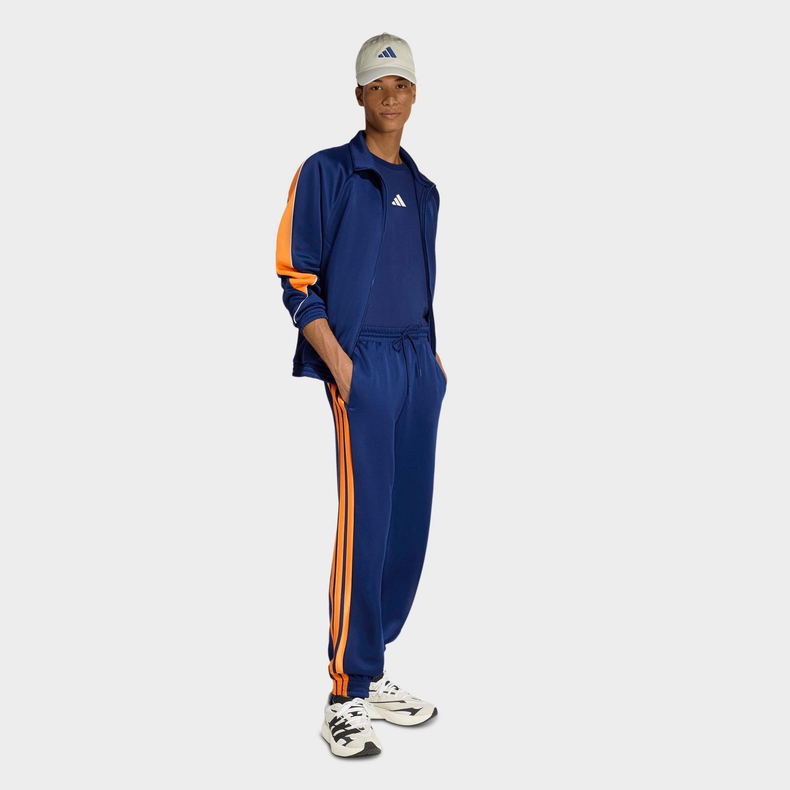 Men's adidas Stadium Track Jacket - Dark Blue/Pure Orange/Off White - view 2