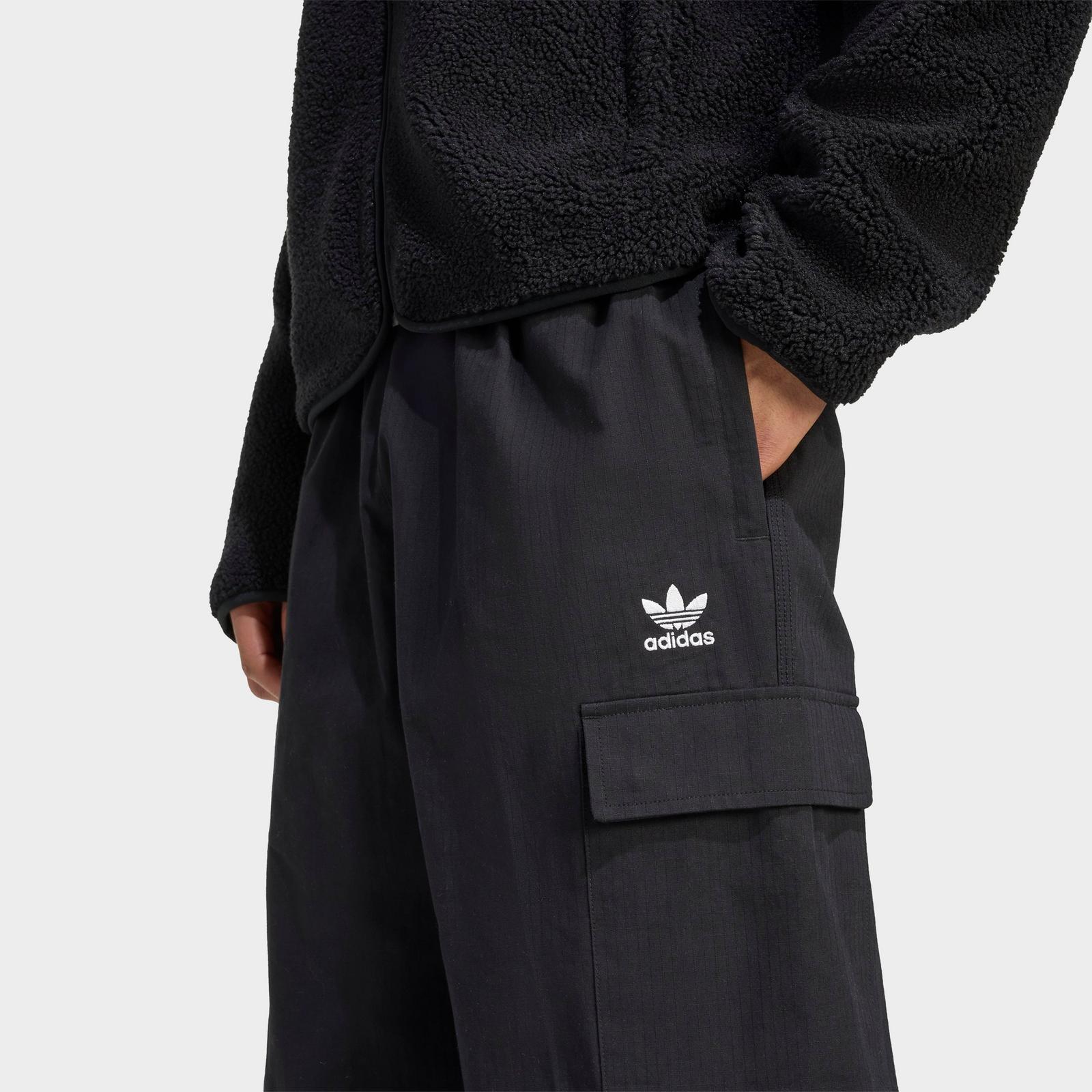 Men's adidas Originals Trefoil Essentials Woven Cargo Pants - Black/White - view 4
