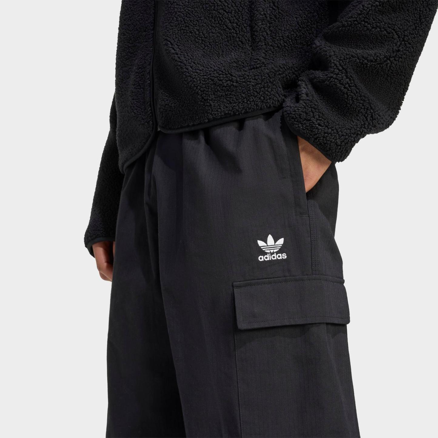 Men's adidas Originals Trefoil Essentials Woven Cargo Pants - Black/White - view 4