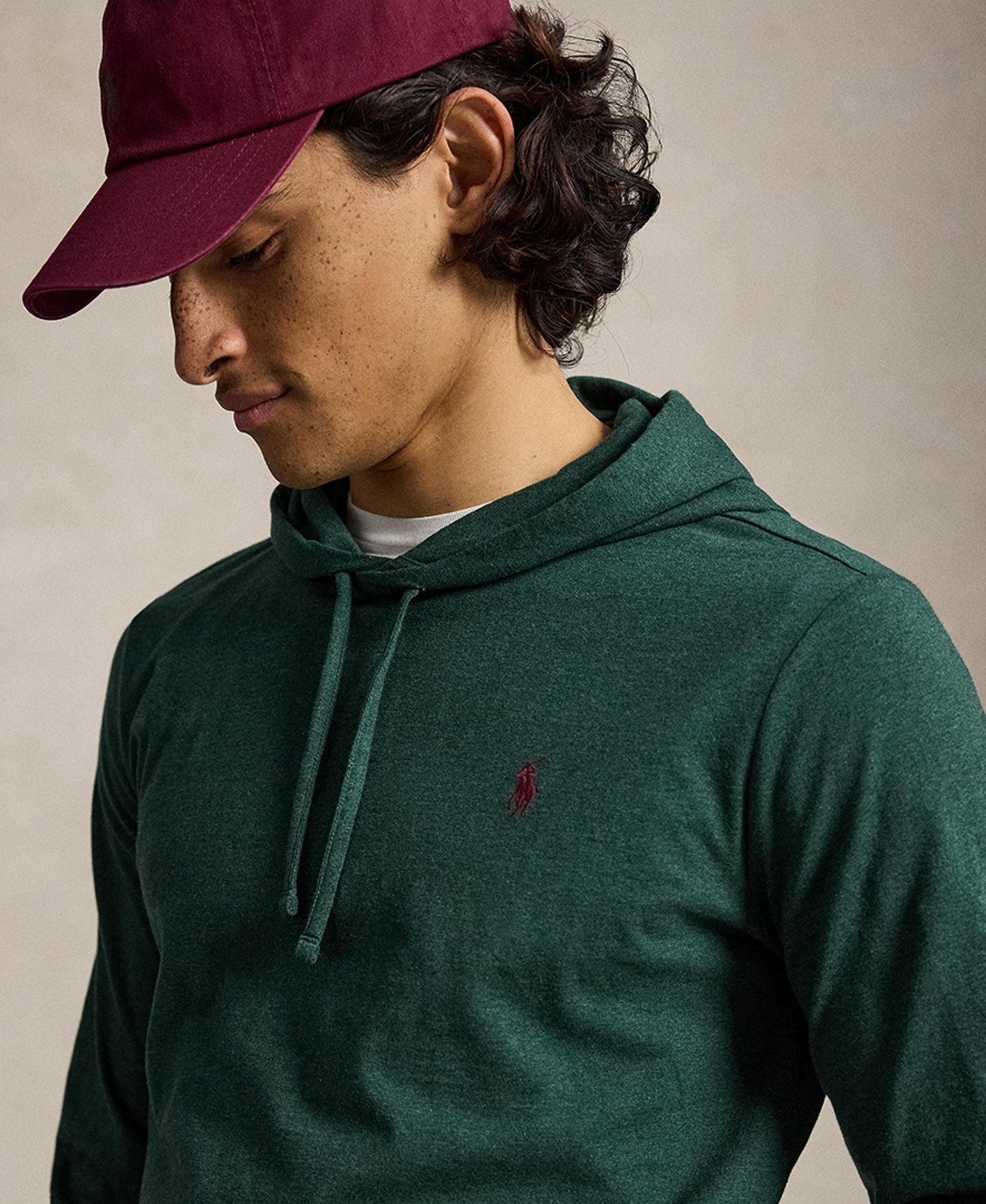 Polo Ralph Lauren Men's Hooded Jersey - Scotch Pine Heather/C3935