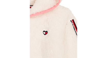 Tommy Hilfiger Baby Girls' Sherpa Full-Zip Hoodie, T-Shirt and Wide-Leg Pants, 3-Piece Set - Egret/Sea Pink