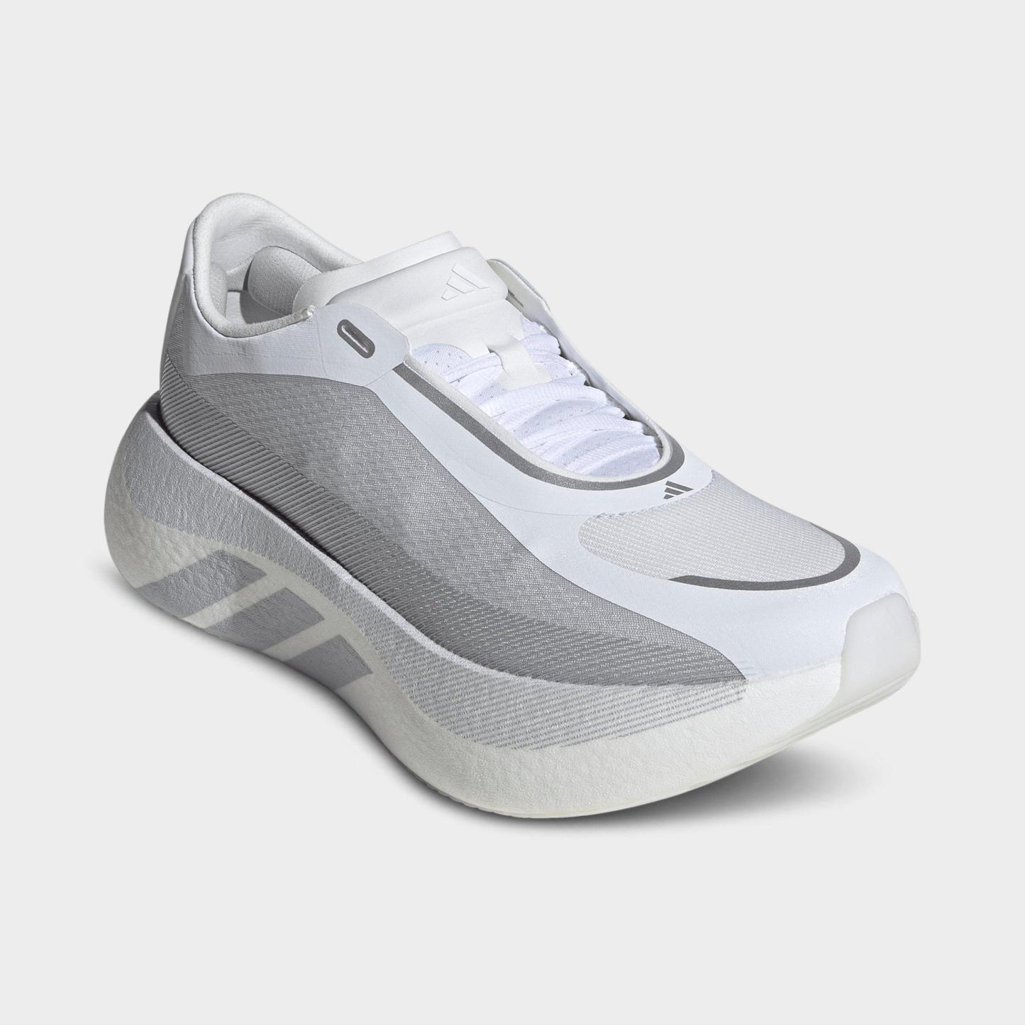 Men's adidas Hyperboost Edge Running Shoes - Part 2 - Cloud White/Light Solid Grey/Silver Metallic - Both shoes facing left