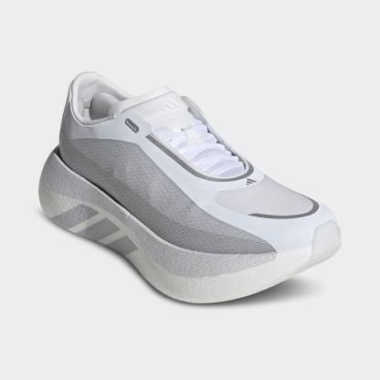 Men's adidas Hyperboost Edge Running Shoes - Part 2 - Cloud White/Light Solid Grey/Silver Metallic - Both shoes facing left