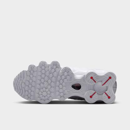 Big Kids' Nithtke Shox TL Casual Shoes - White/Metallic Silver/Max Orange/White - Bottom view