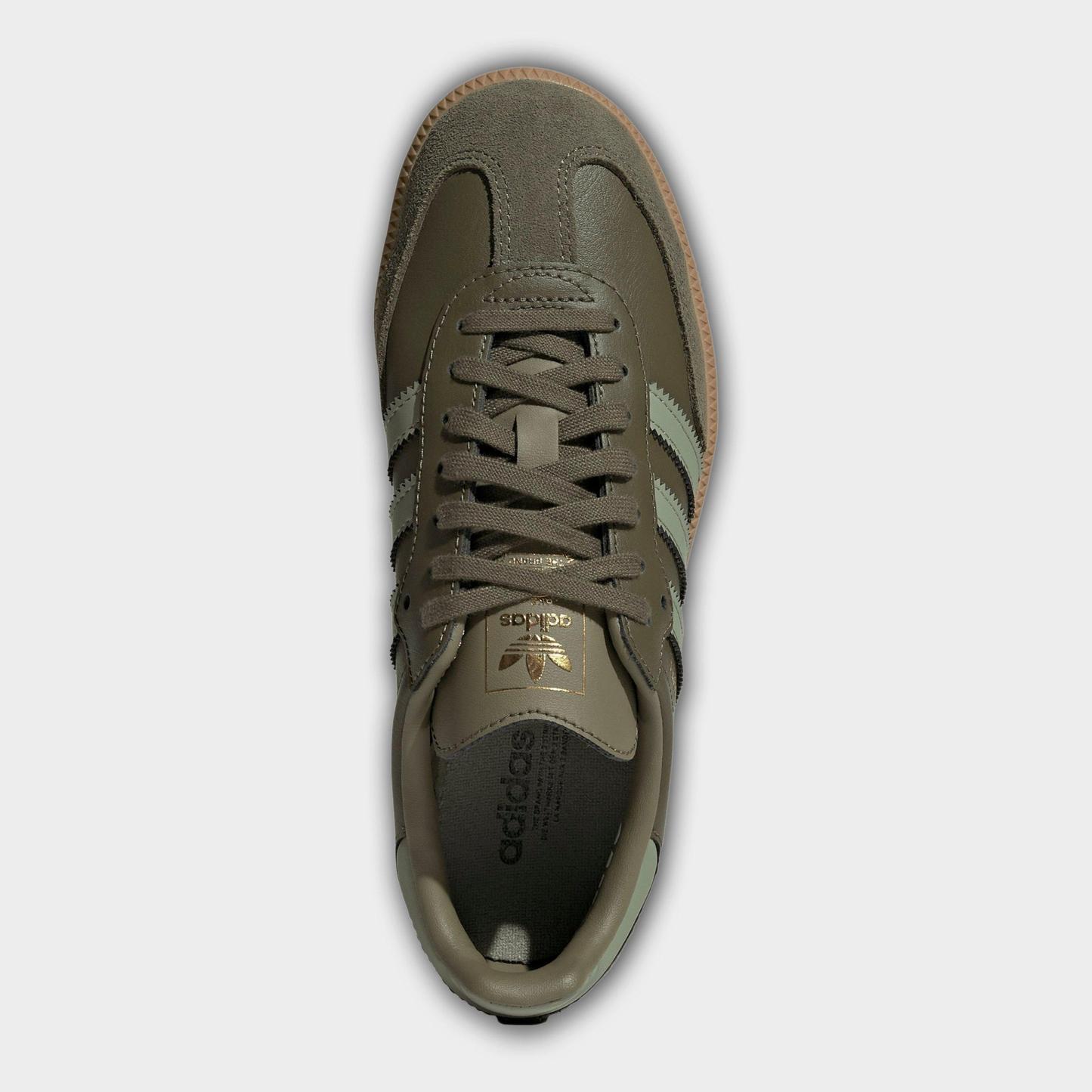Big Kids' adidas Originals Samba OG Casual Shoes - Part 1 - Olive Strata/Tent Green/Gum - Top view