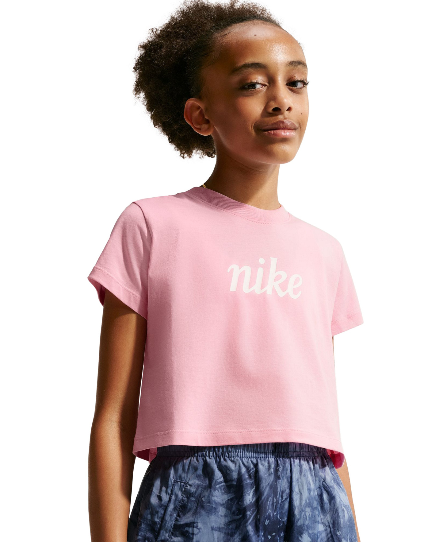 Nike Girls' 7-16 Sportswear Cropped Short-Sleeve T-Shirt - Med Soft Pink