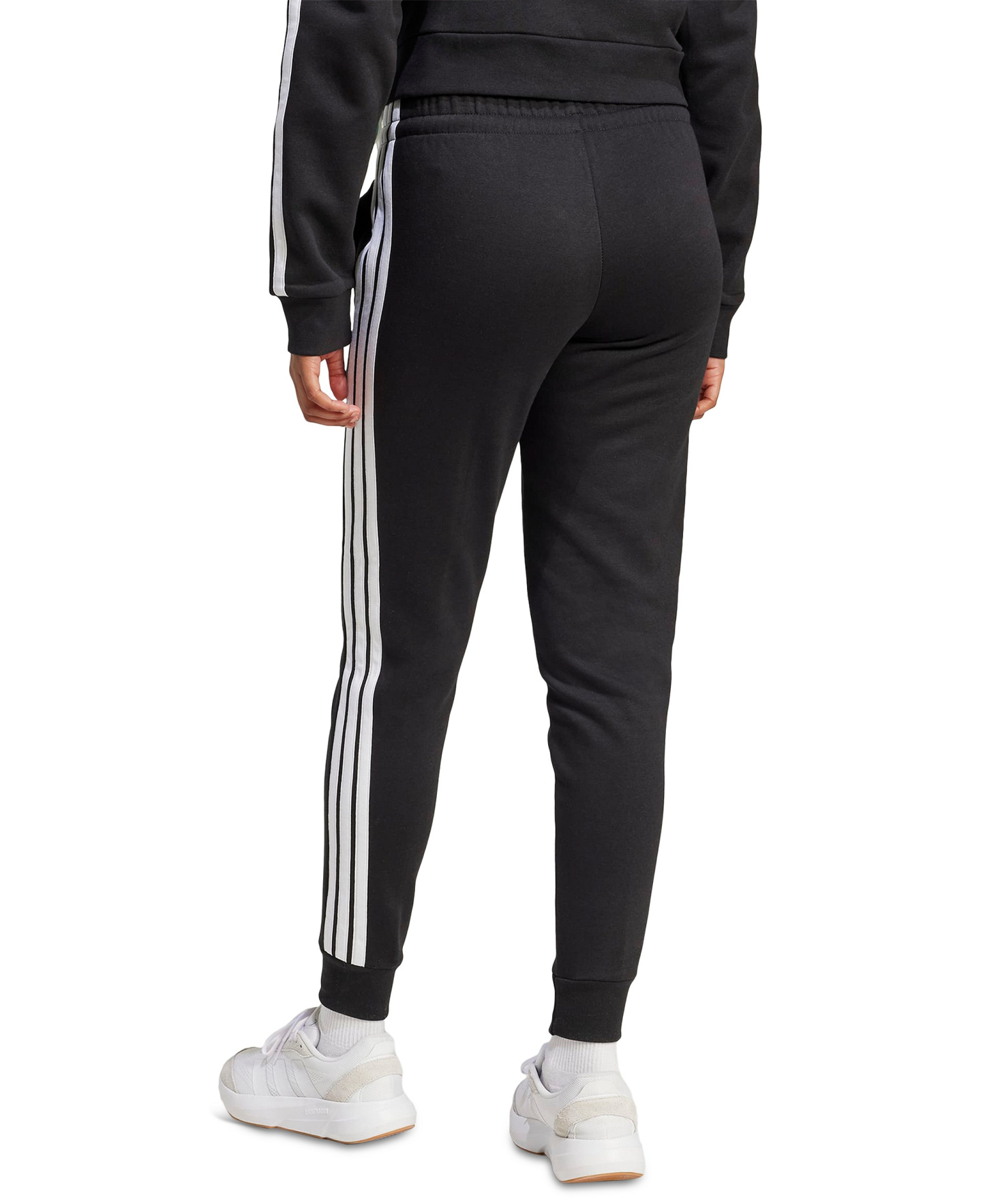 adidas Women's Essentials Three Stripes Fleece Slim Pants - Black/White