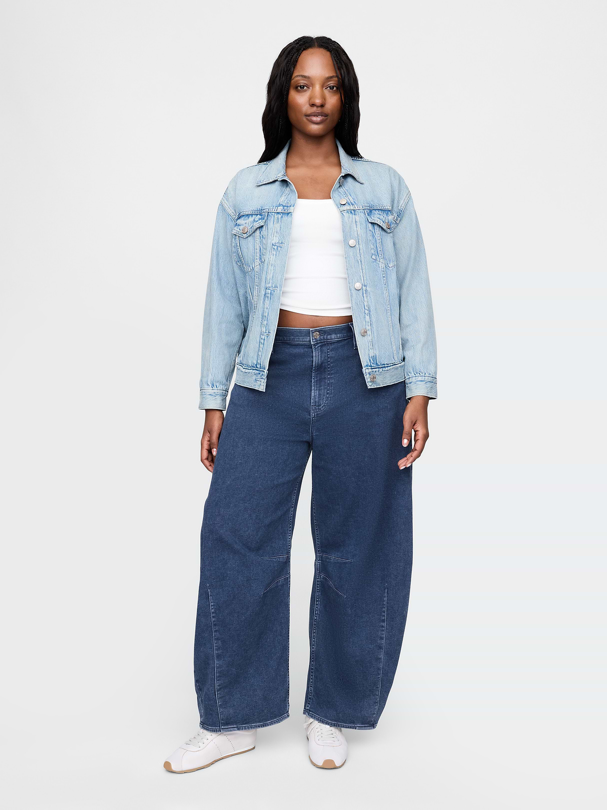 High Rise UltraSoft Crossover Horseshoe Jeans - Medium indigo