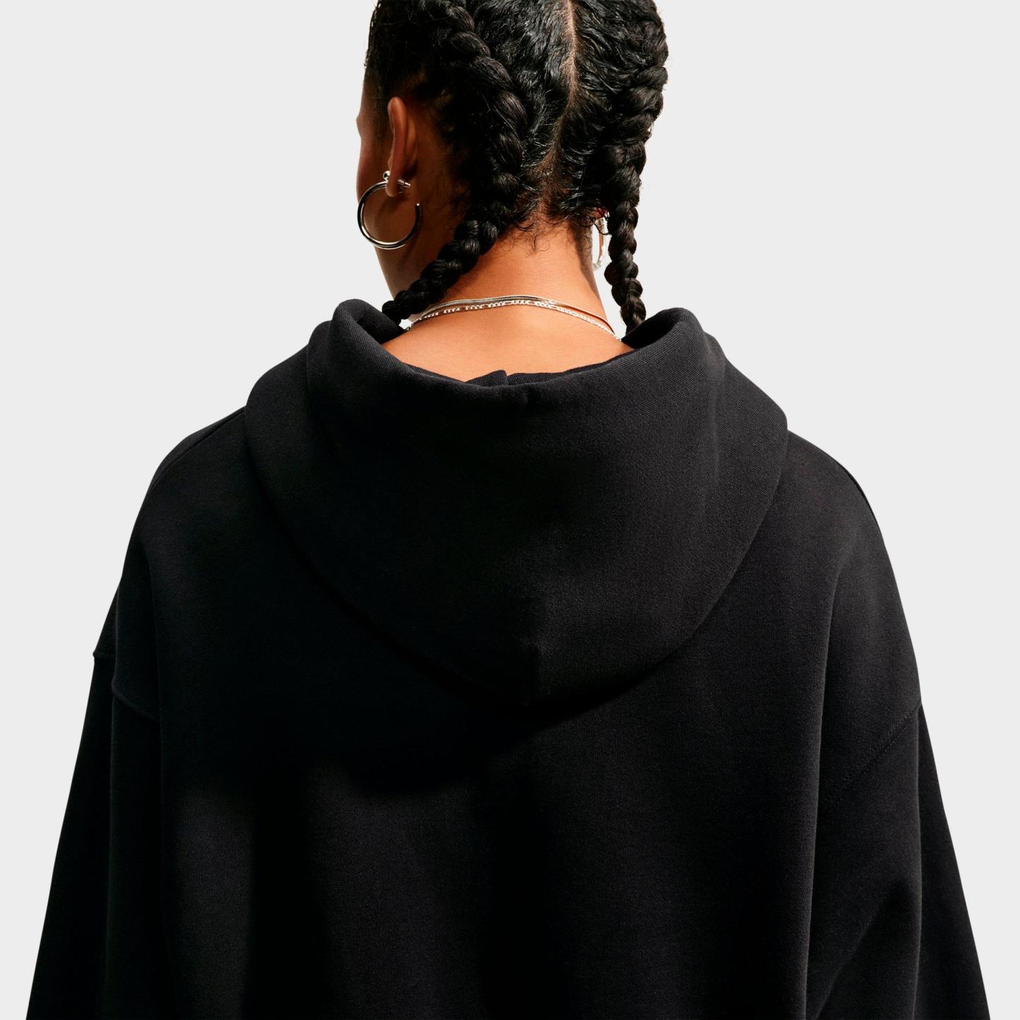 Women's Nithtke Studio Fleece Medium-Weight Oversized Cropped Full-Zip Hoodie - Total Black/Sail