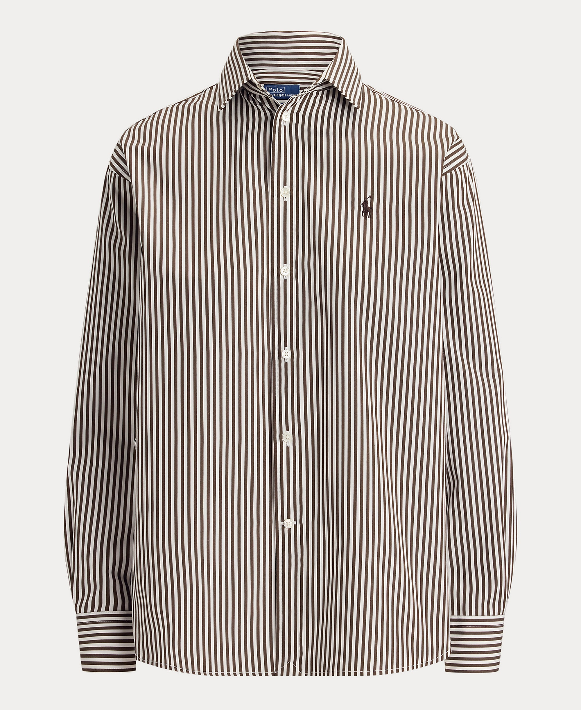 Polo Ralph Lauren Women's Relaxed-Fit Striped Cotton Shirt - Dark Brown/White